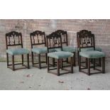 *SIX UNUSUAL OAK CHAIRS MID 1900S