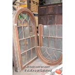 *PAIR OF ARCH TOP OAK SASH WINDOWS