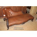 *VICTORIAN ROSEWOOD CHAISE LONGUE. 1830MM ( 72" ) WIDE X 880MM ( 34.5" ) HIGH X 940MM ( 37" )