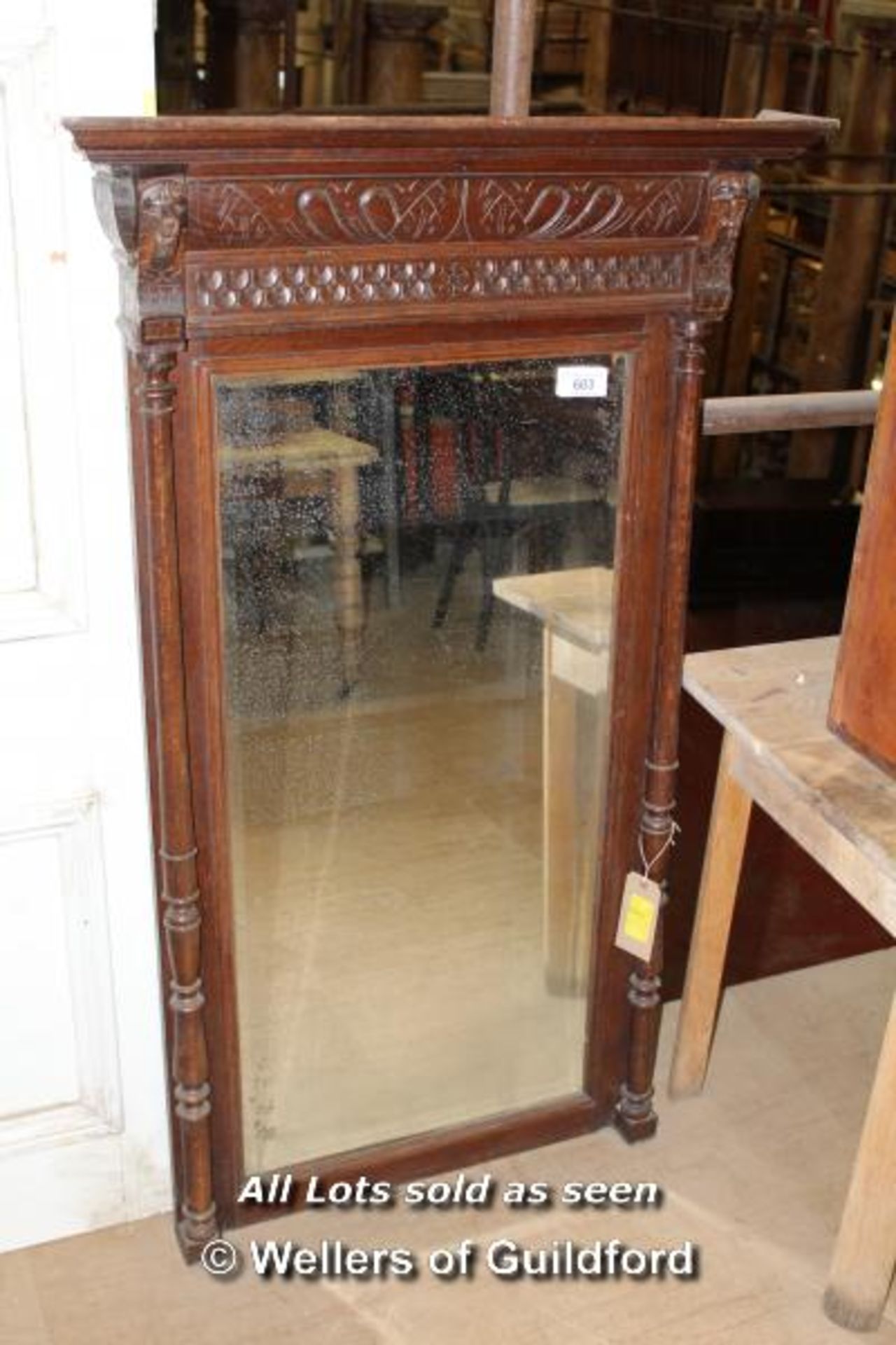 *CARVED OAK MIRROR - Image 2 of 6