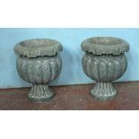 *PAIR OF MARBLE URNS, EARLY 1900S. 390MM (15.25IN) HIGH X 305MM (12IN) DIAMETER [0]