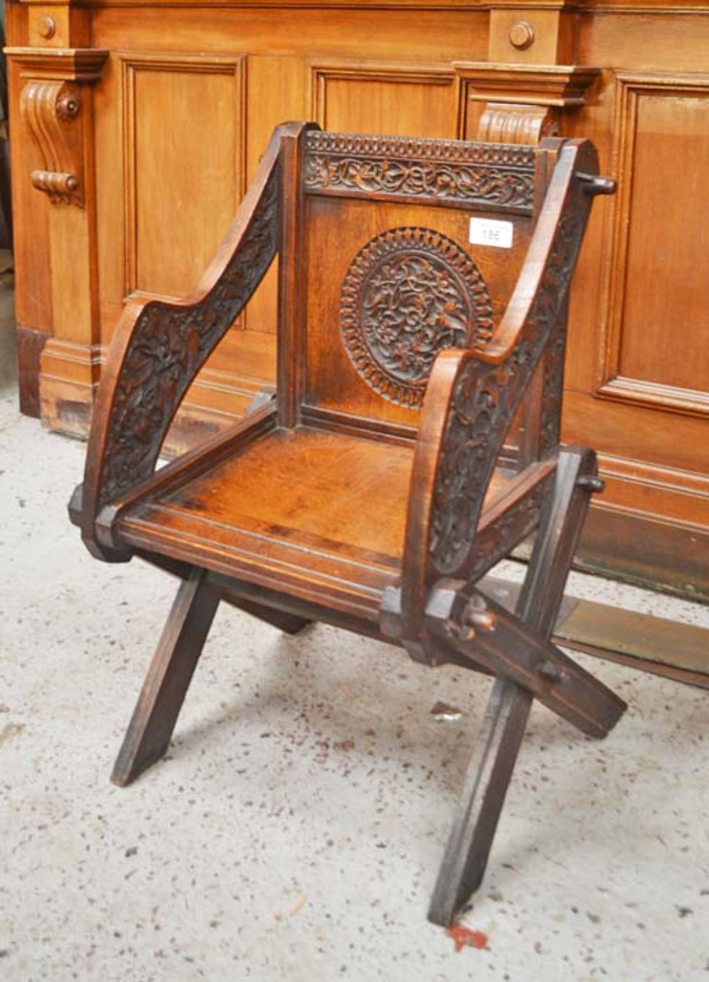 *VICTORIAN OAK GLASTONBURY CHAIR. HEIGHT 860MM X WIDTH 610MM X DEPTH 520MM