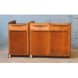 *1.5M RUN OF VINTAGE LABORATORY CUPBOARDS, 1950S. 515MM ( 21" ) WIDE X 535MM ( 21" ) DEEP X