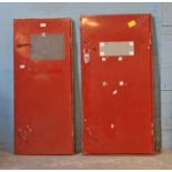 *TWO STEEL DOORS IN FRAMES FROM A NUCLEAR POWER STATION. A) 2030MM ( 80" ) HIGH X 850MM ( 33.5" )