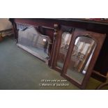 *MAHOGANY OVERMANTLE MIRROR AND MIRRORED DOORS