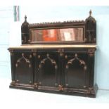 *EBONISED & GILDED STRAWBERRY HILL GOTHIC SIDEBOARD WITH WHITE MARBLE TOP CIRCA 1860. HEIGHT