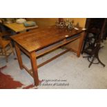 *LAB TABLE WITH TEAK TOP HEIGHT 760MM, WIDTH 1525MM, DEPTH 660MM