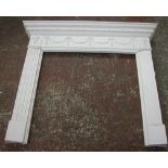 *FIVE GEORGIAN STYLE REPRODUCTION PLASTER FIRE SURROUNDS WITH MARBLE HEARTHS. HEIGHT 1145MM (45IN) X