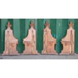 *TWO PAIRS OF GOTHIC CHOIR STOOL ENDS, CIRCA 1870. HEIGHT 1145MM (45IN) X WIDTH 435MM (17IN) X DEPTH