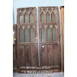 *PAIR OF OAK HALF GLAZED DOORS, 1740MM X 2840MM