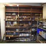 *(USING AS SHOP DISPLAY) VICTORIAN PINE SHOP DISPLAY SHELF UNIT WITH TURNED COLUMNS. 2335MM