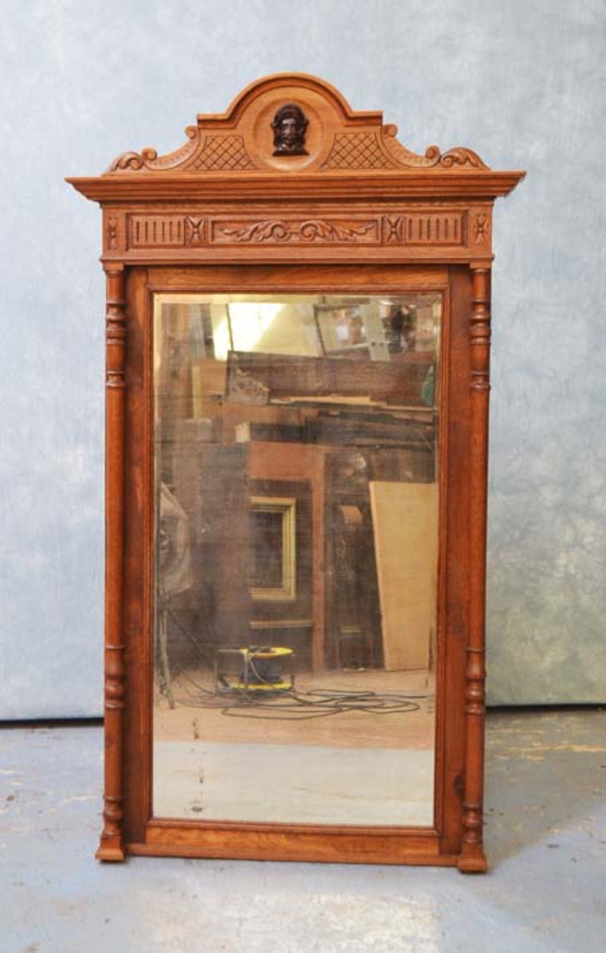 *FLEMISH OAK CARVED MIRROR - Image 6 of 6