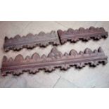 *ANTIQUE CARVED OAK FRIEZE IN THREE SECTIONS WITH MALTESE CROSS AND CARVED DECORATION, CIRCA 1860.