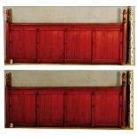 *TWO ANTIQUE PITCH PINE GOTHIC CHURCH PEW FRONTS, EDWARDIAN. EACH 1130MM (44IN) HIGH X 2500MM (98IN)