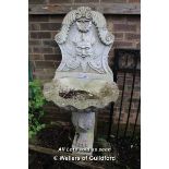 *CARVED MARBLE FOUNTAIN HEAD, LATE 1900S. 1540MM (60.6IN) HIGH X 660MM (26IN) WIDE X 470MM (18.