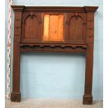 *OAK FIRE SURROUND, JACOBEAN STYLE. CIRCA 1900. 1827MM (72IN) HIGH X 1656MM (65.25IN) WIDE X