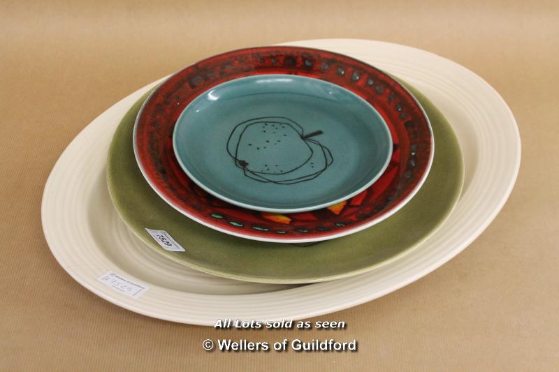 Two Gunvor Olin Arabia Plates, The Largest 31.5cm Diameter; Poole Pottery Plate, 27cm Diameter;