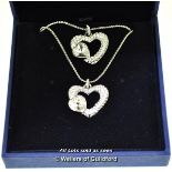 Two Swarovski Crystal Heart Necklaces, In One Box