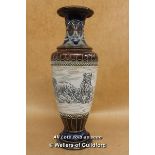 Royal Doulton Hannah Barlow Baluster Vase Incised With A Pride Of Lions, Impressed Marks, 34cm.