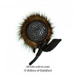 *Fur And Leather Rose Design Brooch [LQD123]