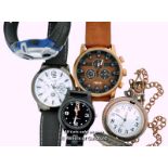 *Four Wristwatches, Including Timex, Ice, And A Pocket Watch