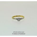Single Stone Diamond Ring, Round Brilliant Cut Diamond Illusion Set In Platinum, On An 18ct Yellow