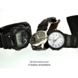 *Two Timex Wristwatches, One Casio Wristwatch