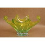 *Vintage Murano Sculptural Art Glass Bowl With Slight Uranium C1960'S [LQD123]