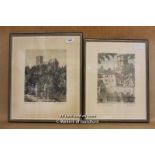 Heinz Vogel, Two Etchings, Cathedral Scenes, The Largest 24.5 X 19.5cm.
