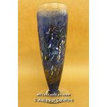 Bertil Vallien For Kosta Boda, A Tall Vase, The Mottled Blue Ground With Abstract Designs, 30cm