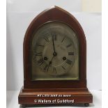 A Gustav Becker Silesia Arch Top Mahogany Mantel Clock, Two Train Movement Striking On A Gong,