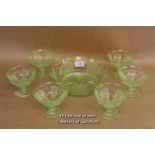 *Uranium Glass Fruit Set, Depression Glass, Art Deco Era [LQD123]