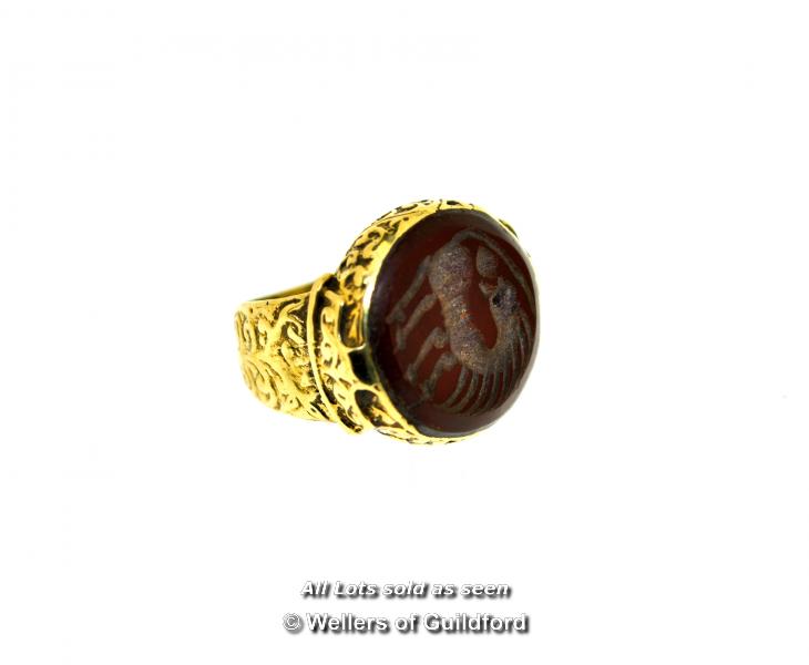 Carved Carnelian Intaglio Seal Ring