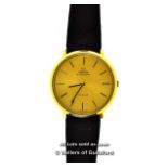 *Gentlemen'S Vintage Omega De Ville Automatic Wristwatch, Circular Gold Coloured Dial On A Black