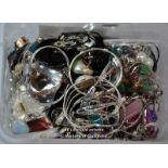 Box Containing Silver Plated Costume Jewellery, Including Rings, Earrings, Necklaces And Bracelets