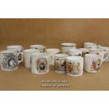 Seventeen Royal Commemorative Mugs From Victoria To Modern Day.