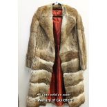 *Vintage Real Fur Long Winter Coat Brown And White [LQD 117]