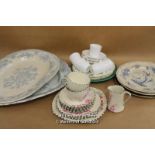 Two Victorian Meat Platters; Pair Of Victorian Oriental Birds Plates; Burlsem Part Tea Set; Crown