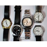 *Bag Of Five Gentlemen'S Wristwatches, Including Timex, Lorus