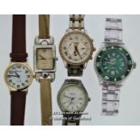 *Five Ladies' Wristwatches, Casio, Ice, Ravel, Facit, Nine West