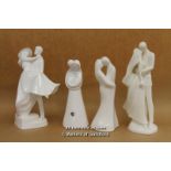 Two Royal Doulton Images Figures: Wedding Day Hn2748 And Over The Threshold Hn3274; Two Further Pure
