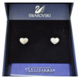 Pair Of Swarovski Crystal Heart Ear Studs, Boxed
