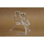 Swarovski Ornament, Two Owls On A Branch, 7.5cm, In Original Box.