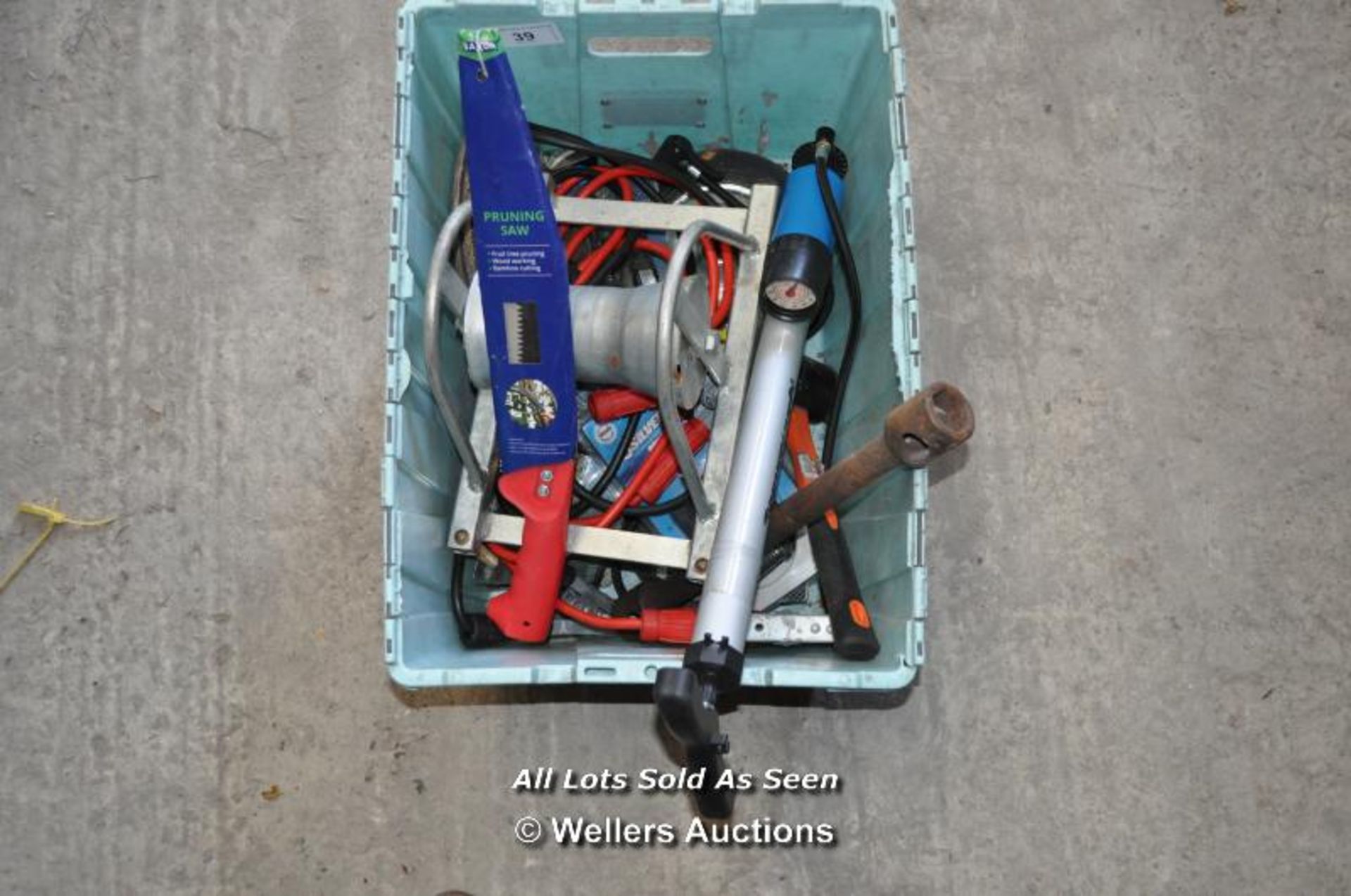 ASSORTED TOOLS, PRUNING SAW AND PUMP ETC