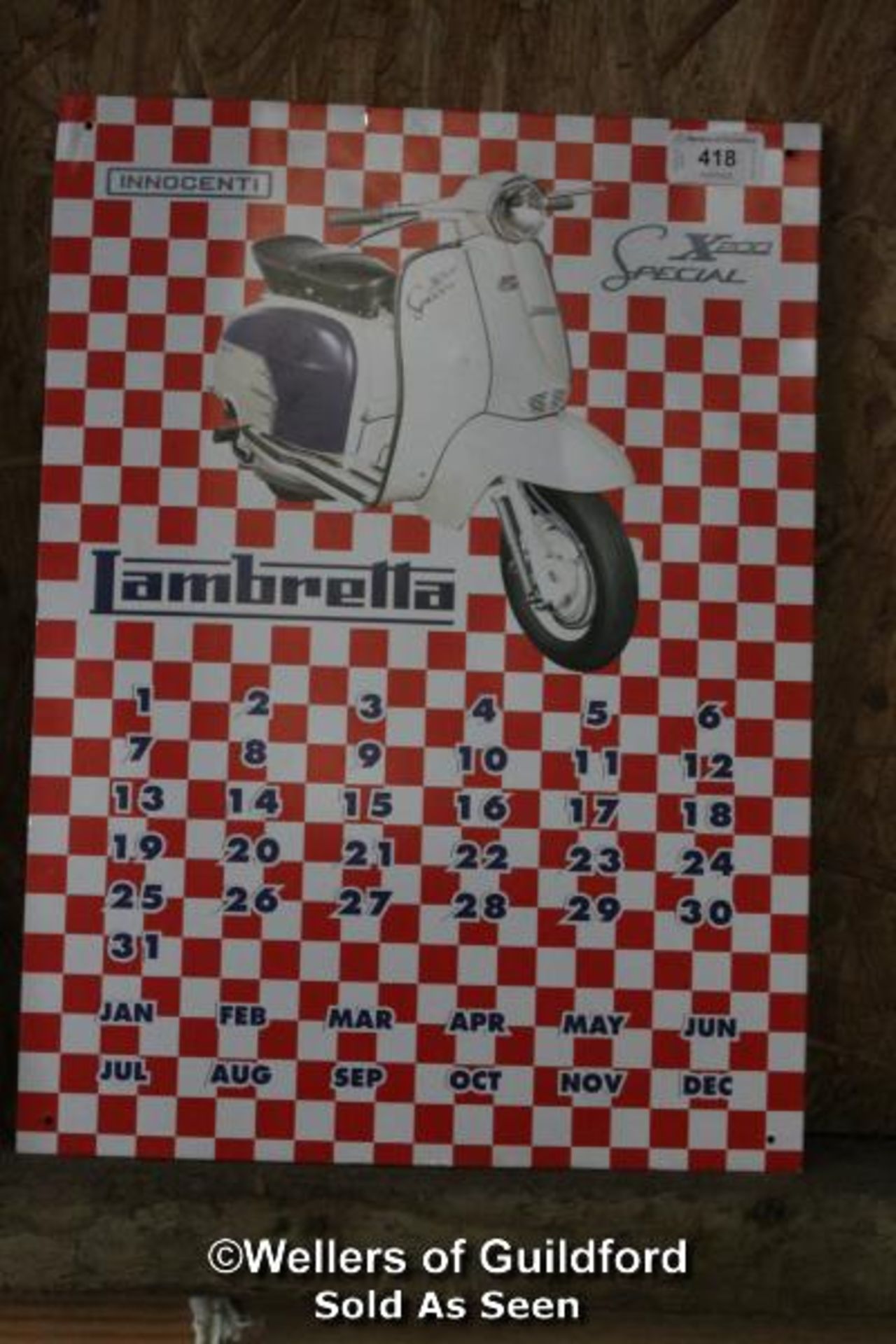 LAMBRETTA X200 SPECIAL METAL CALENDER SIGN 16"X12"