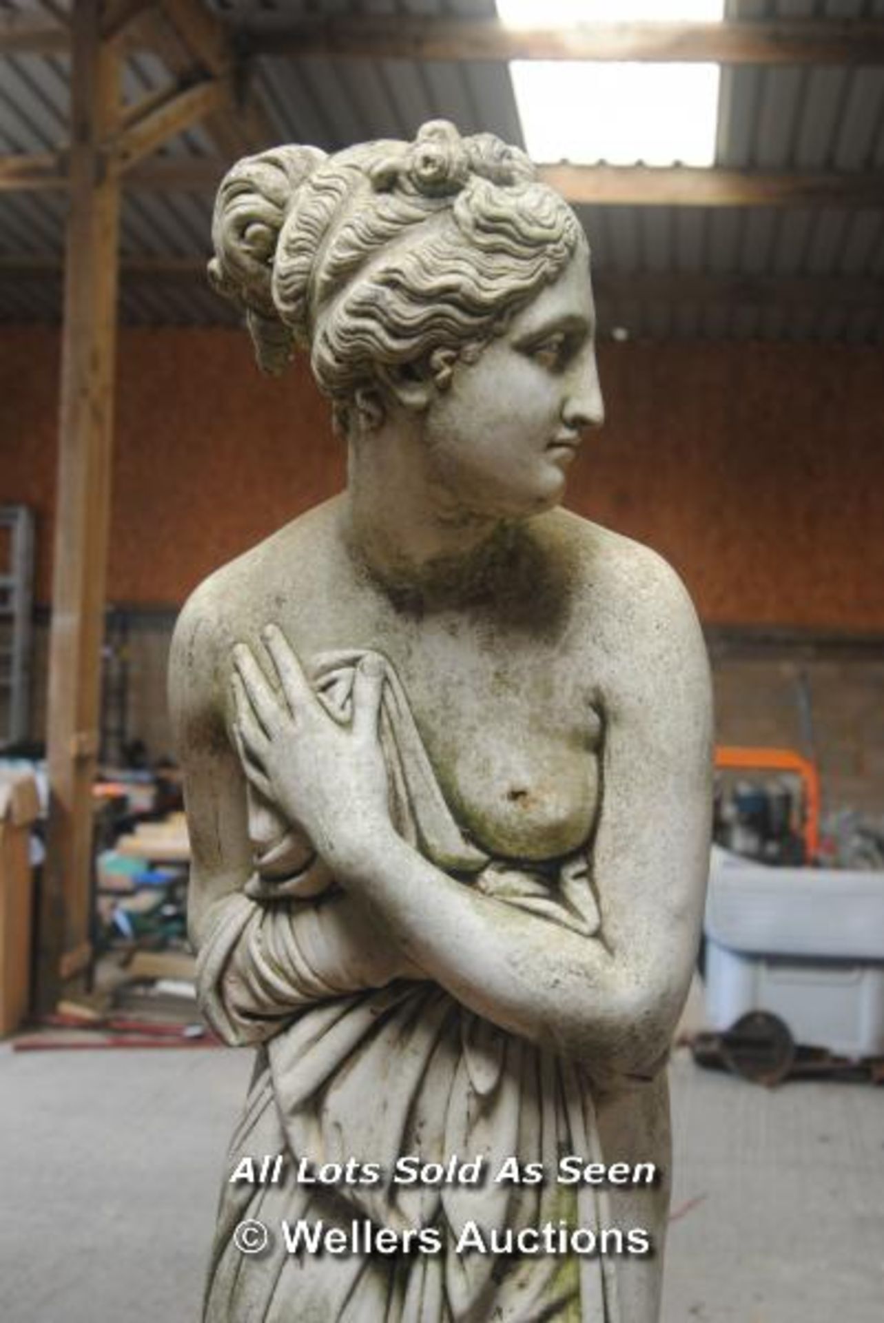 COMPOSITION STONE SEMI-CLAD CLASSICAL MAIDEN 1750MM HIGH (AS FOUND / VERY HEAVY ) - Image 7 of 15