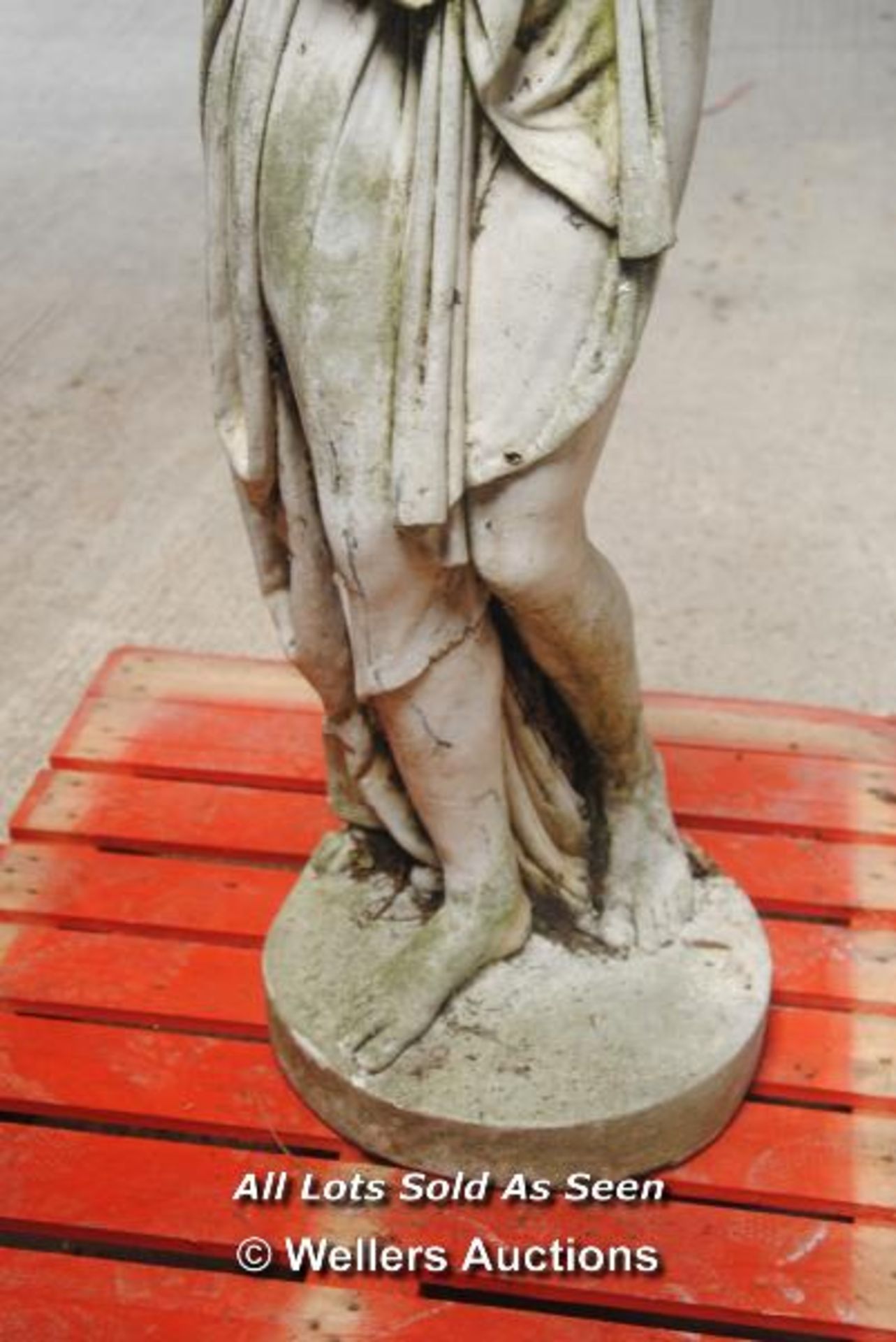 COMPOSITION STONE SEMI-CLAD CLASSICAL MAIDEN 1750MM HIGH (AS FOUND / VERY HEAVY ) - Image 8 of 15