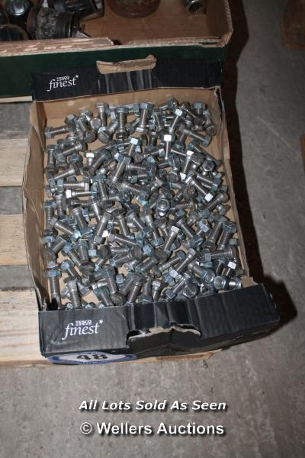 CRATE FULL OF A4 STAINLESS STEEL NUTS AND BOLTS