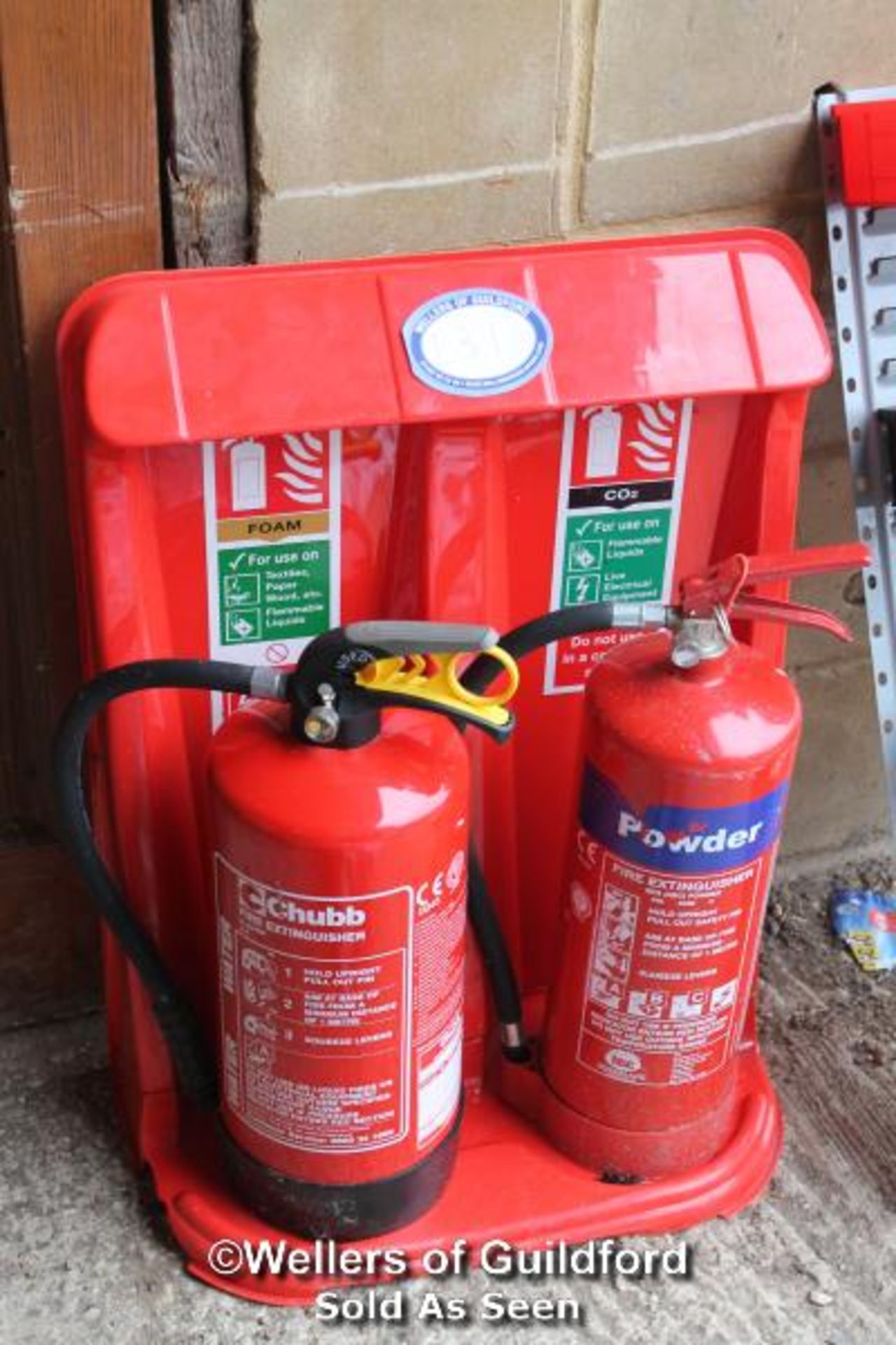 X2 FIRE EXTINGUISHERS AND STAND