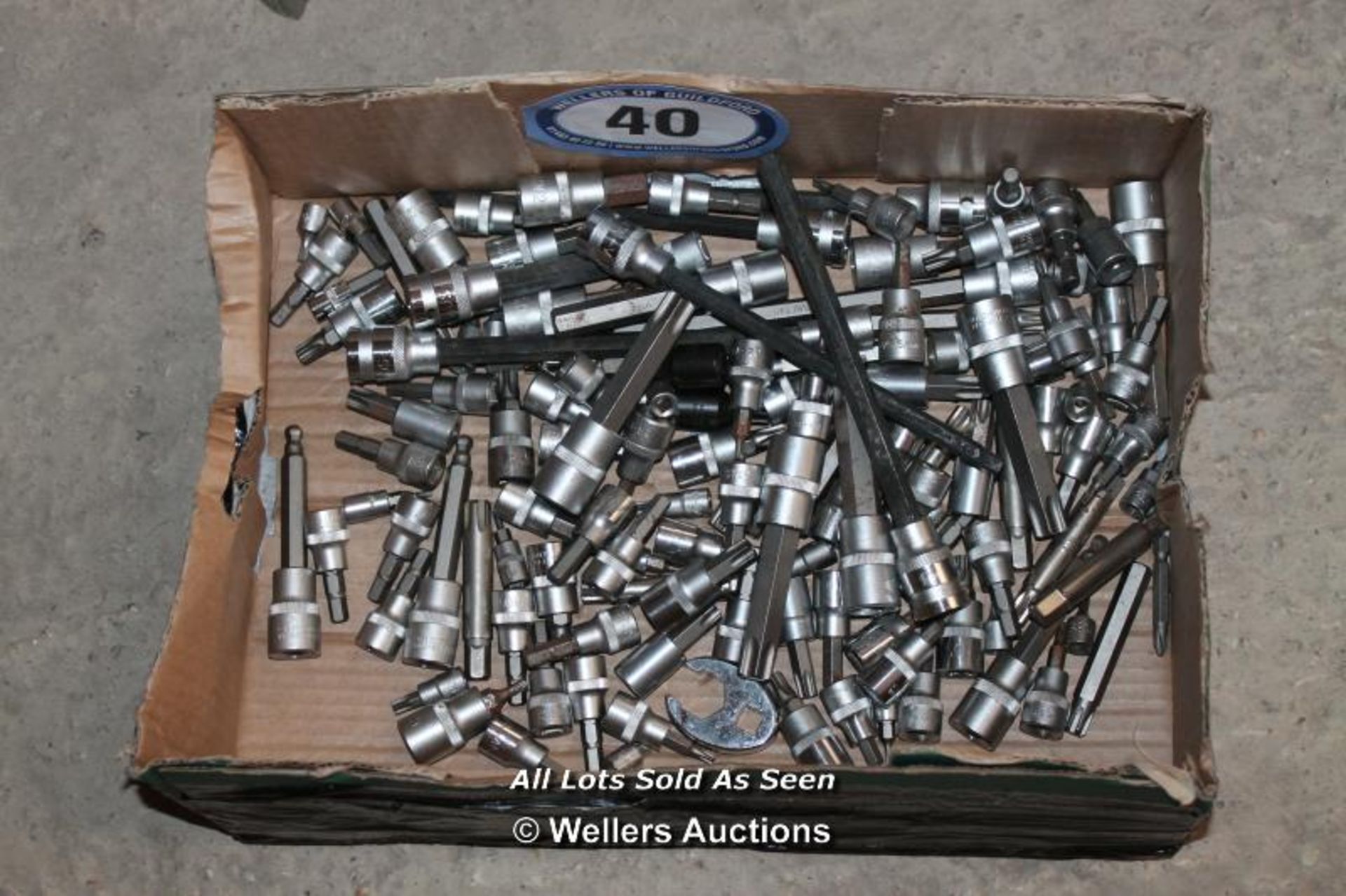 CRATE OF ASSORTED HEX KEYS AND SOCKETS